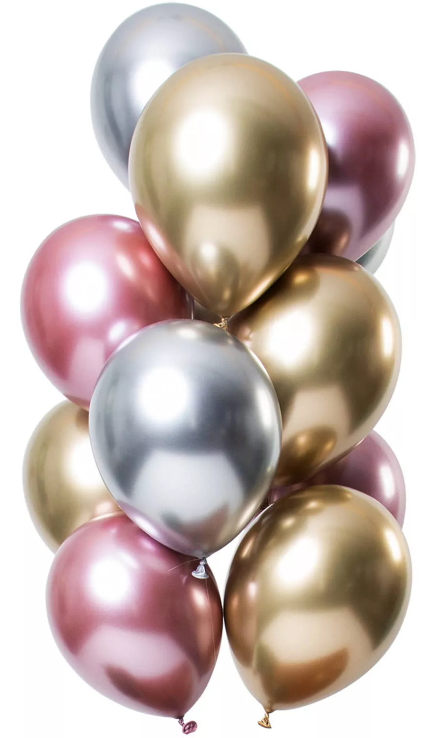 12 palloncini in lattice effetto specchio oro rosa argento