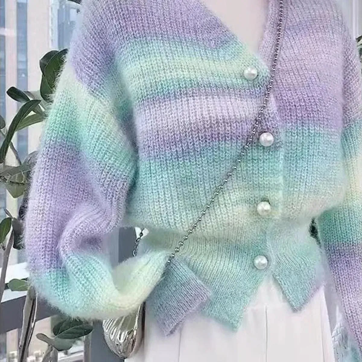 2023 nuovo maglione autunno inverno top maglione cardigan con scollo a V viola per abbigliamento donna