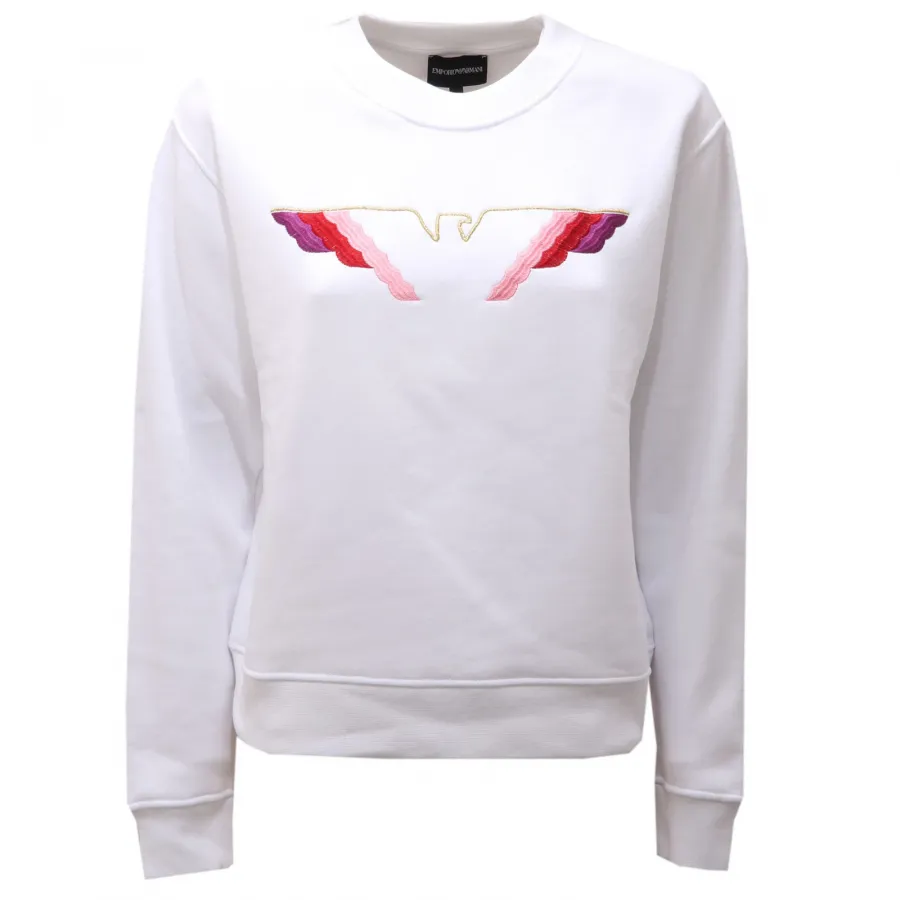 2403AE felpa donna EMPORIO ARMANI white mix cotton sweatshirt