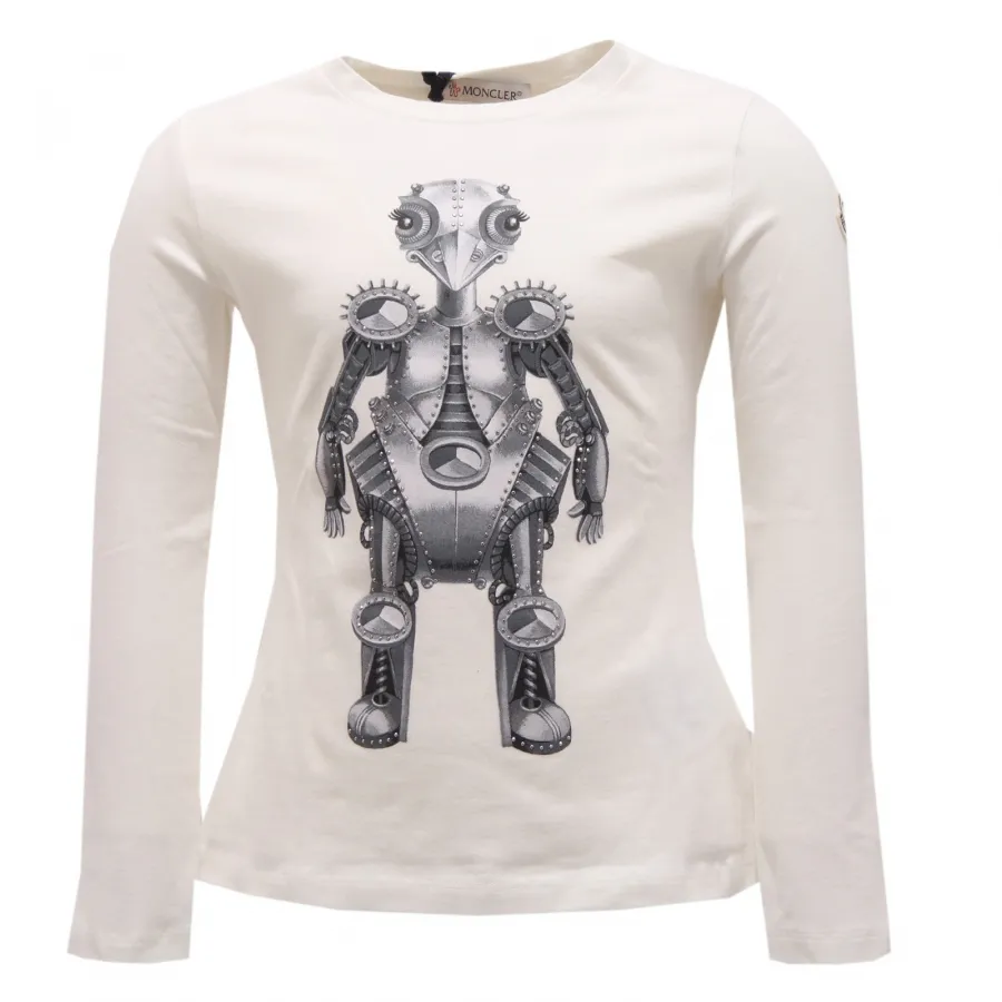 9149R maglia bimba MONCLER cotone avorio girocollo t-shirt kid