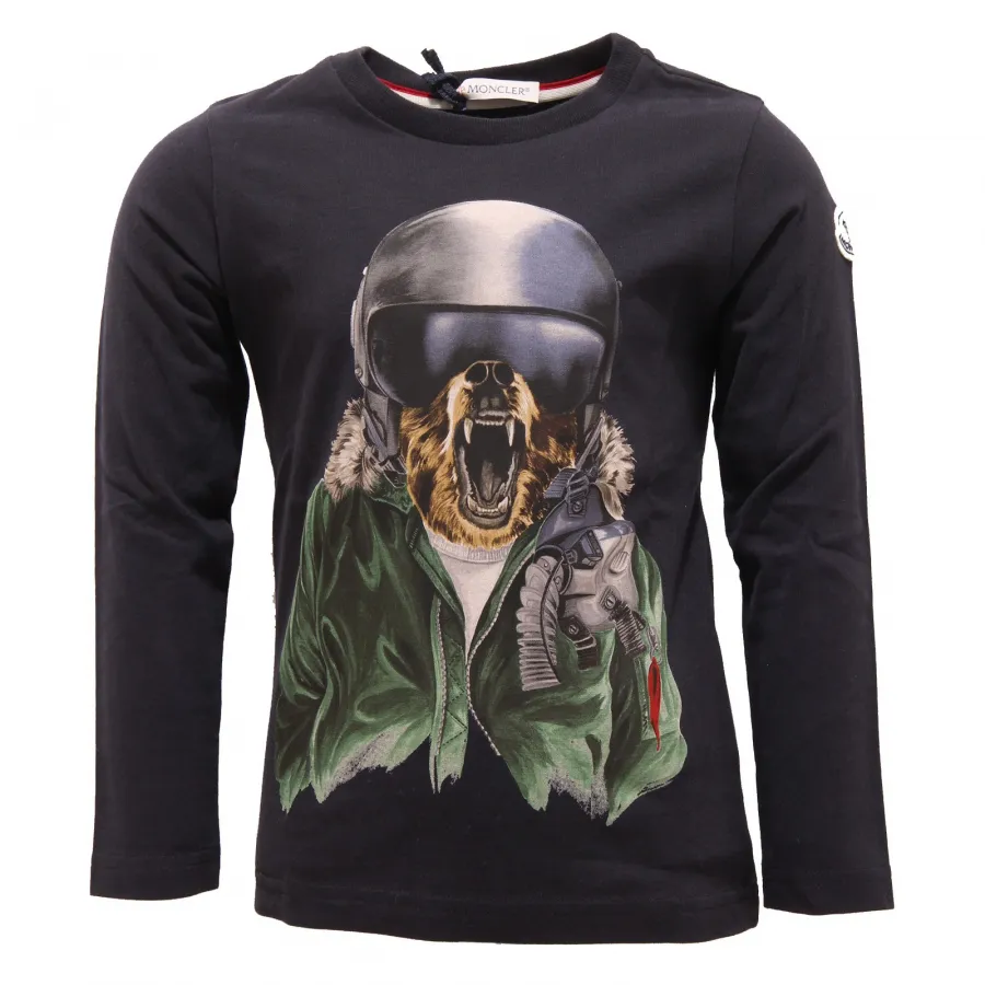 9207R maglia bimbo MONCLER cotone blu girocollo t-shirt kid