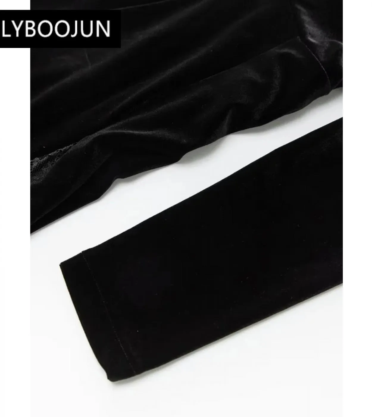 Abiti da donna 2022 Elegante di alta qualità Lusso Autunno Velluto Scollo a V Manica lunga Crystal Diamonds Mesh Patchwork Blac