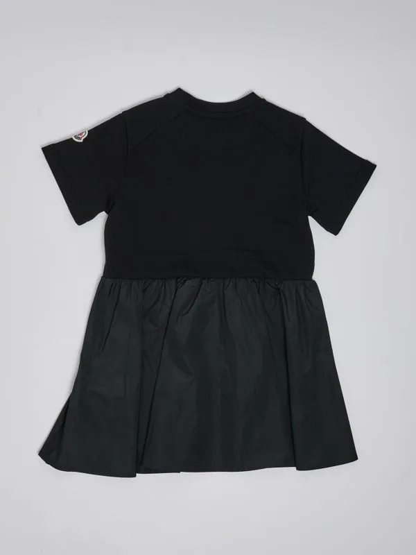 Abito bambina Moncler in cotone e tessuto tecnico Nero