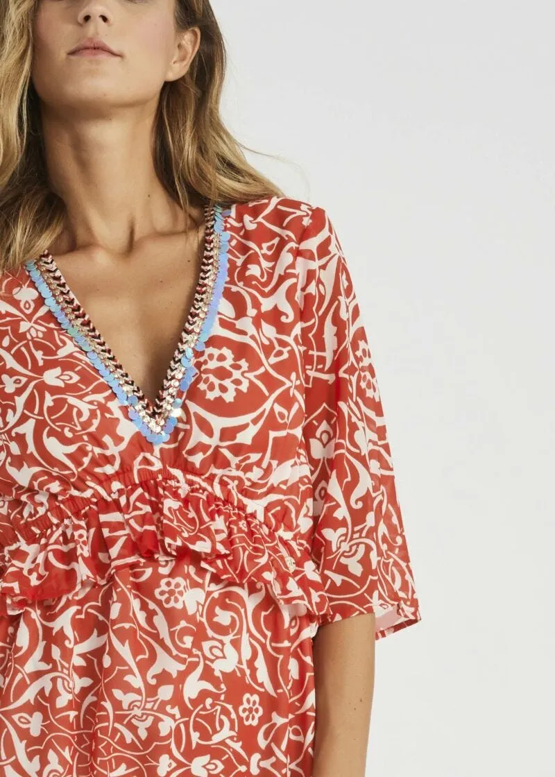 Abito kimono con ricamo