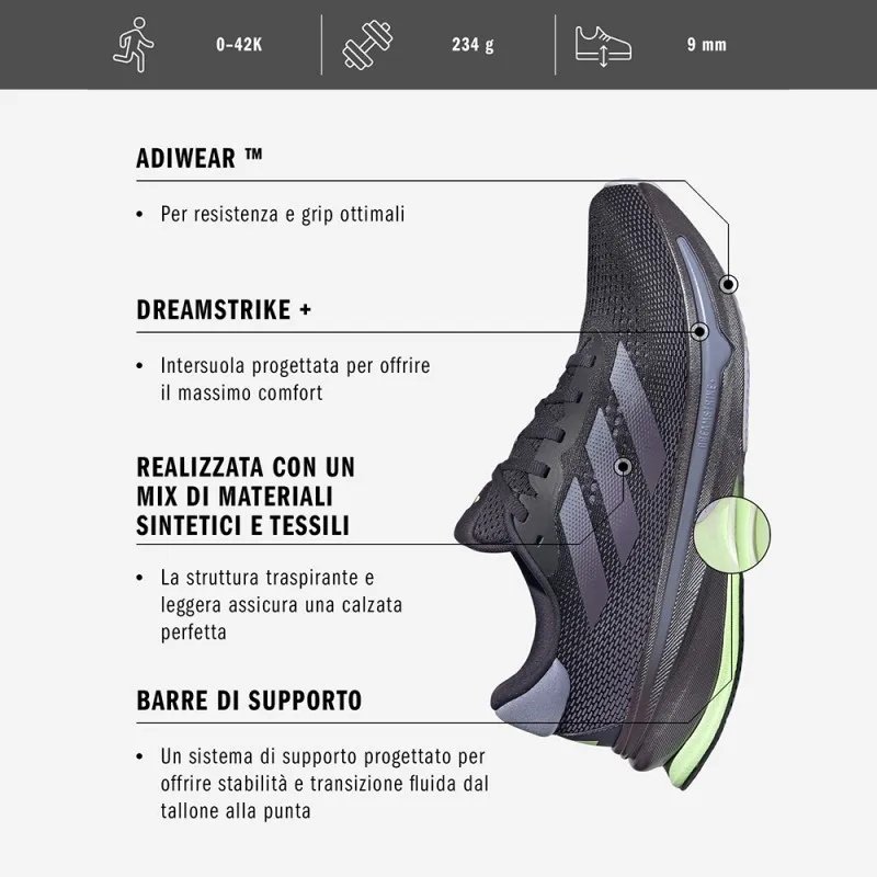 ADIDAS Supernova Rise Nero Verde Viola - Scarpe Running Donna