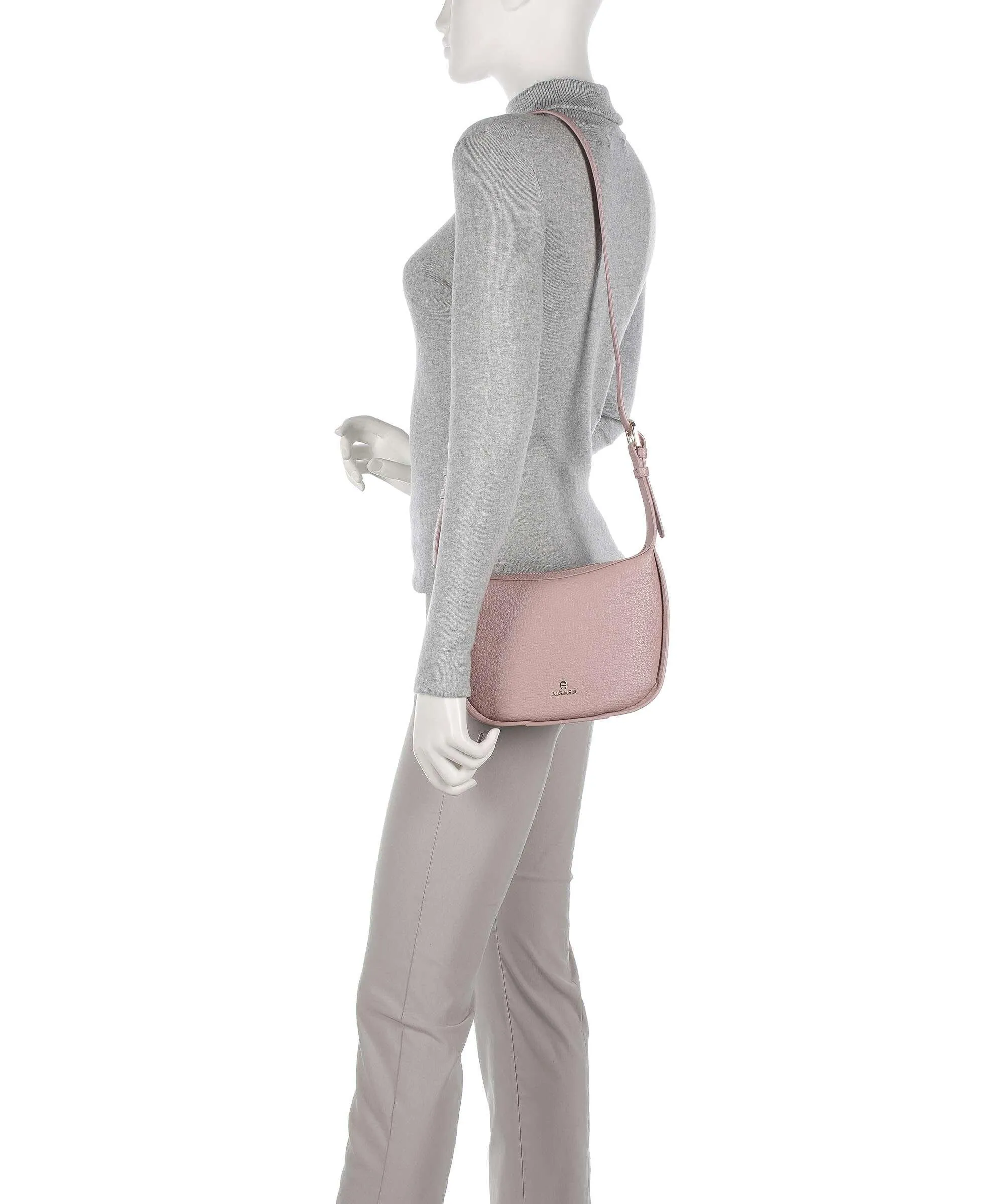  Aigner Ivy S Borsa a tracolla pelle di vacchetta grana rosa  
