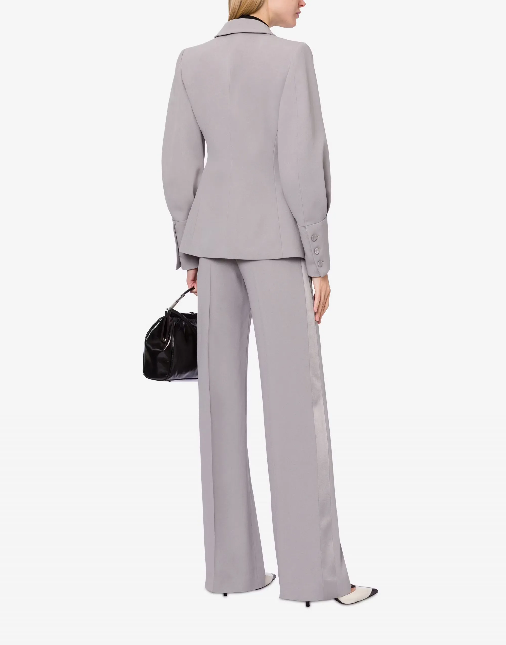 ALBERTA FERRETTI   PANTALONE GRIGIO IN SATIN