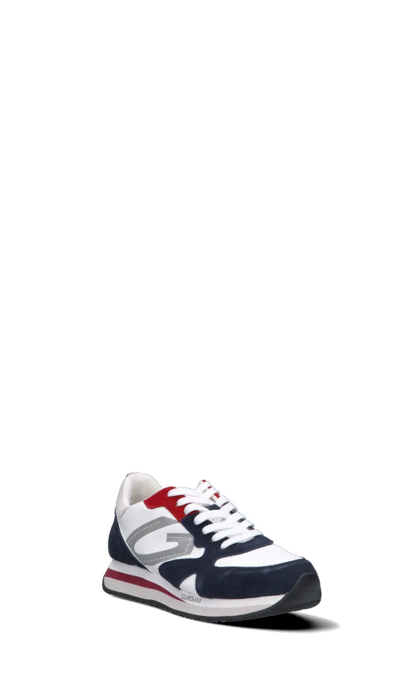 ALBERTO GUARDIANI Sneaker uomo bianca/blu/grigia/rossa in suede