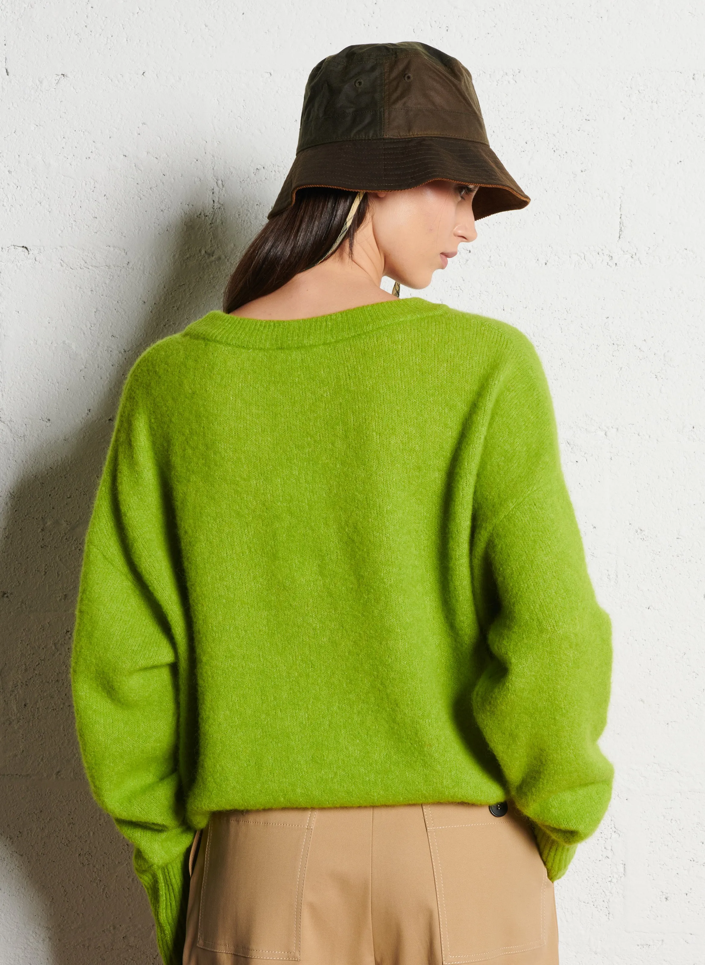  AMERICAN VINTAGE   VITOW - Maglione ampio scollo tondo in misto lana | Verde