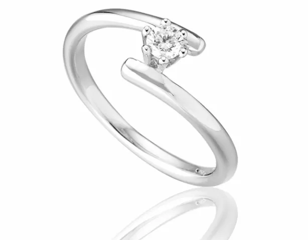 Anello Solitario Roger Gems con Diamante Naturale IF 0.20ct in oro bianco 18kt