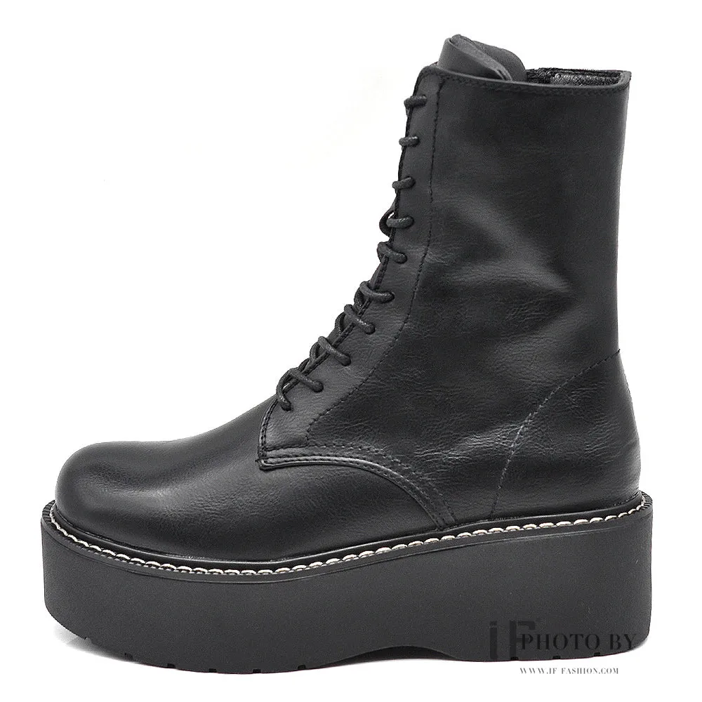 Anfibi Stivali Stivaletti Combat Boots Doppio Platform IF168