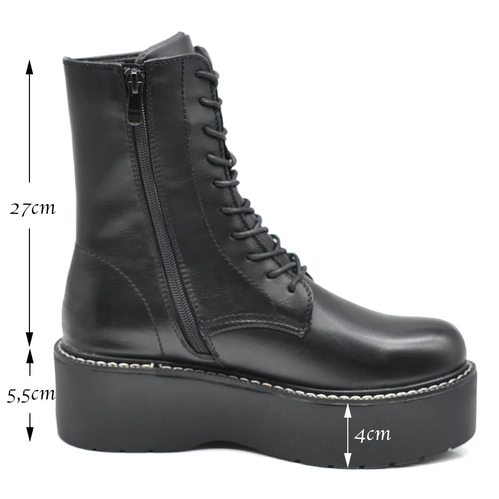 Anfibi Stivali Stivaletti Combat Boots Doppio Platform IF168