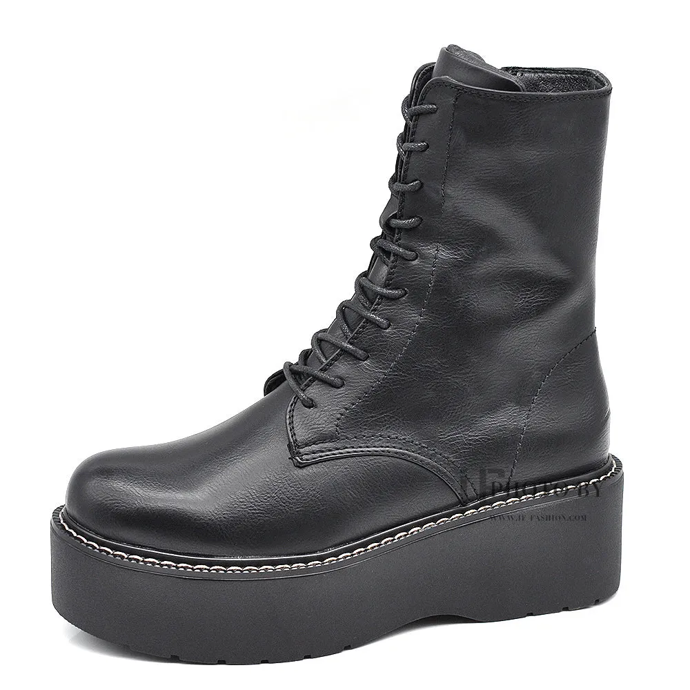 Anfibi Stivali Stivaletti Combat Boots Doppio Platform IF168