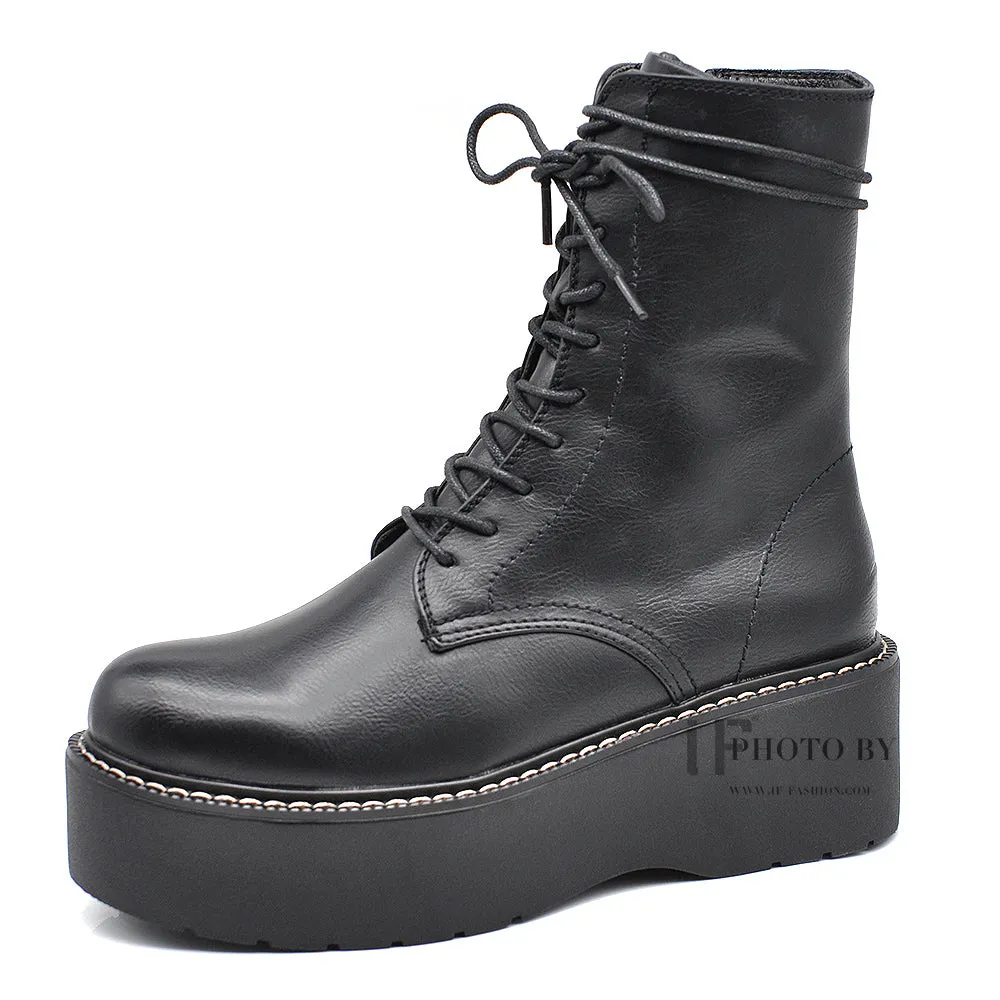 Anfibi Stivali Stivaletti Combat Boots Doppio Platform IF168
