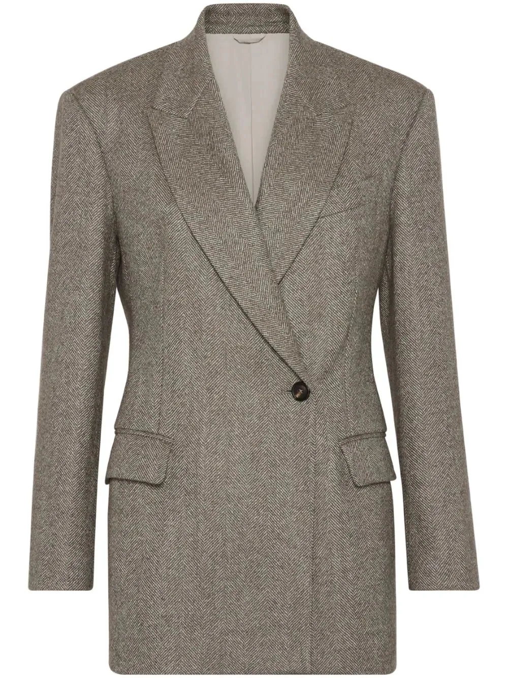 Blazer a spina di aringone a doppio petto di Brunello Cucinelli