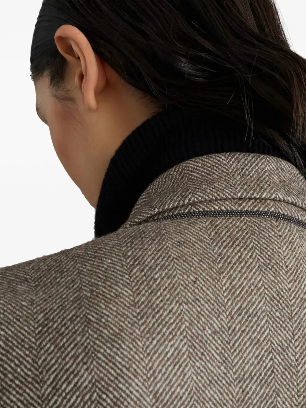 Blazer a spina di aringone a doppio petto di Brunello Cucinelli