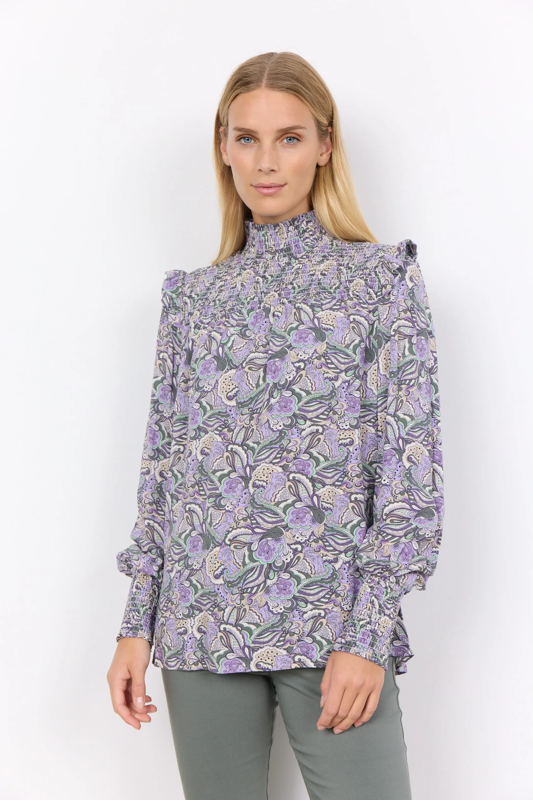 Blusa Femminile SC-Alberte 1 in LENZING™ ECOVERO™ Viscosa con Stampa Geometrica – Stile e Sostenibilità
