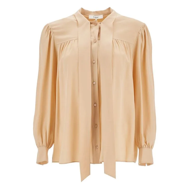 Blusa in seta con lavallière