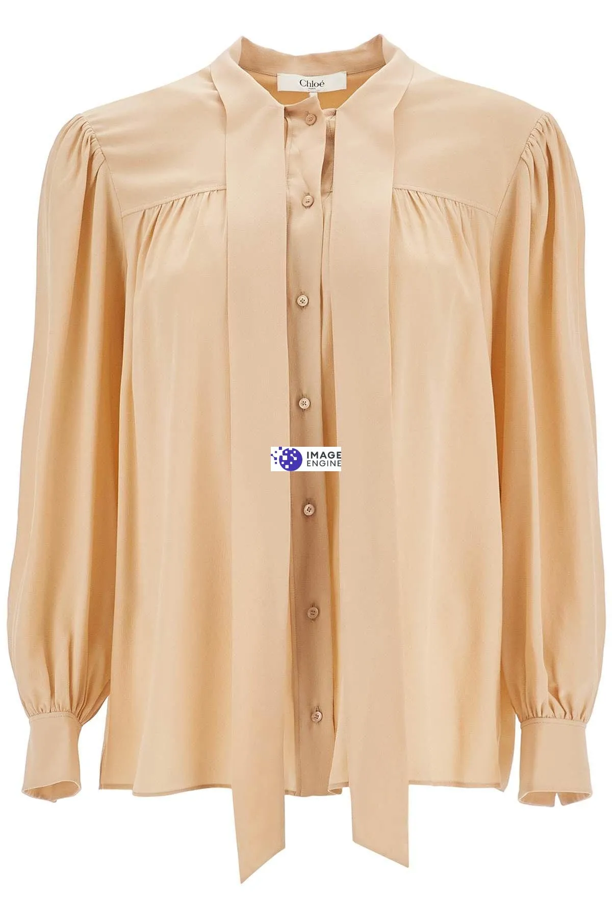 Blusa in seta con lavallière
