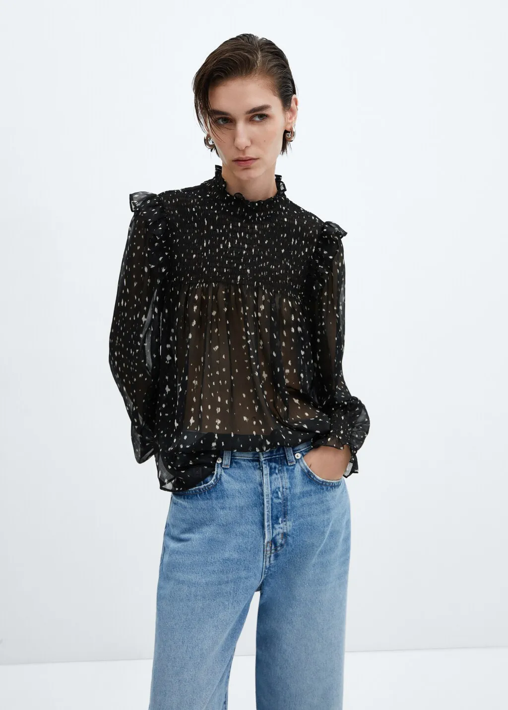 Blusa stampata volant