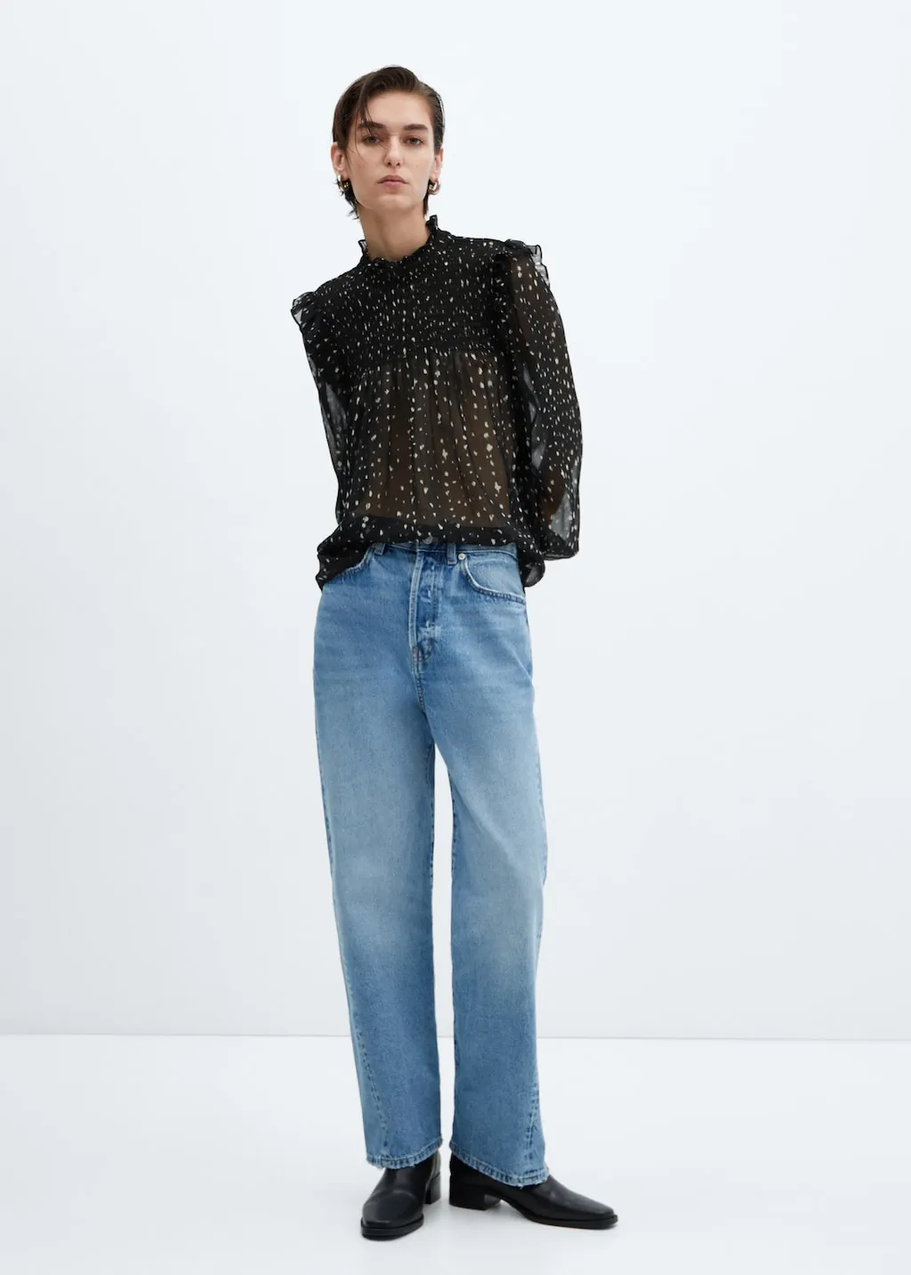 Blusa stampata volant