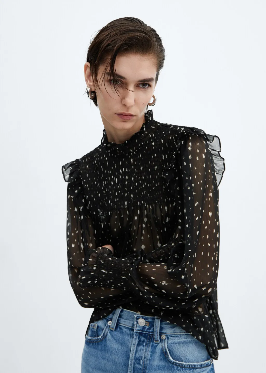 Blusa stampata volant