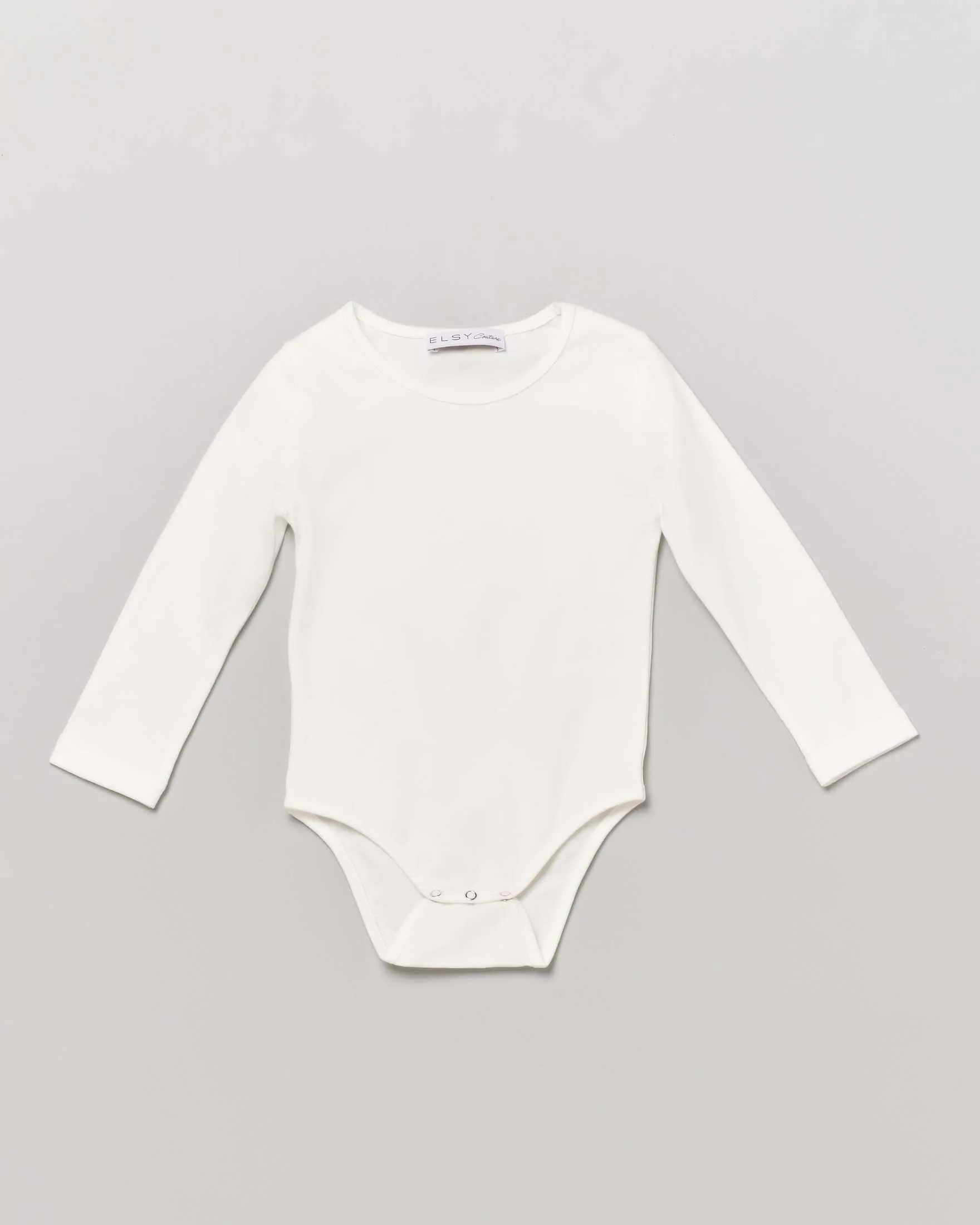 Body avorio in jersey con scollo a giro e maniche lunghe 9-18 mesi