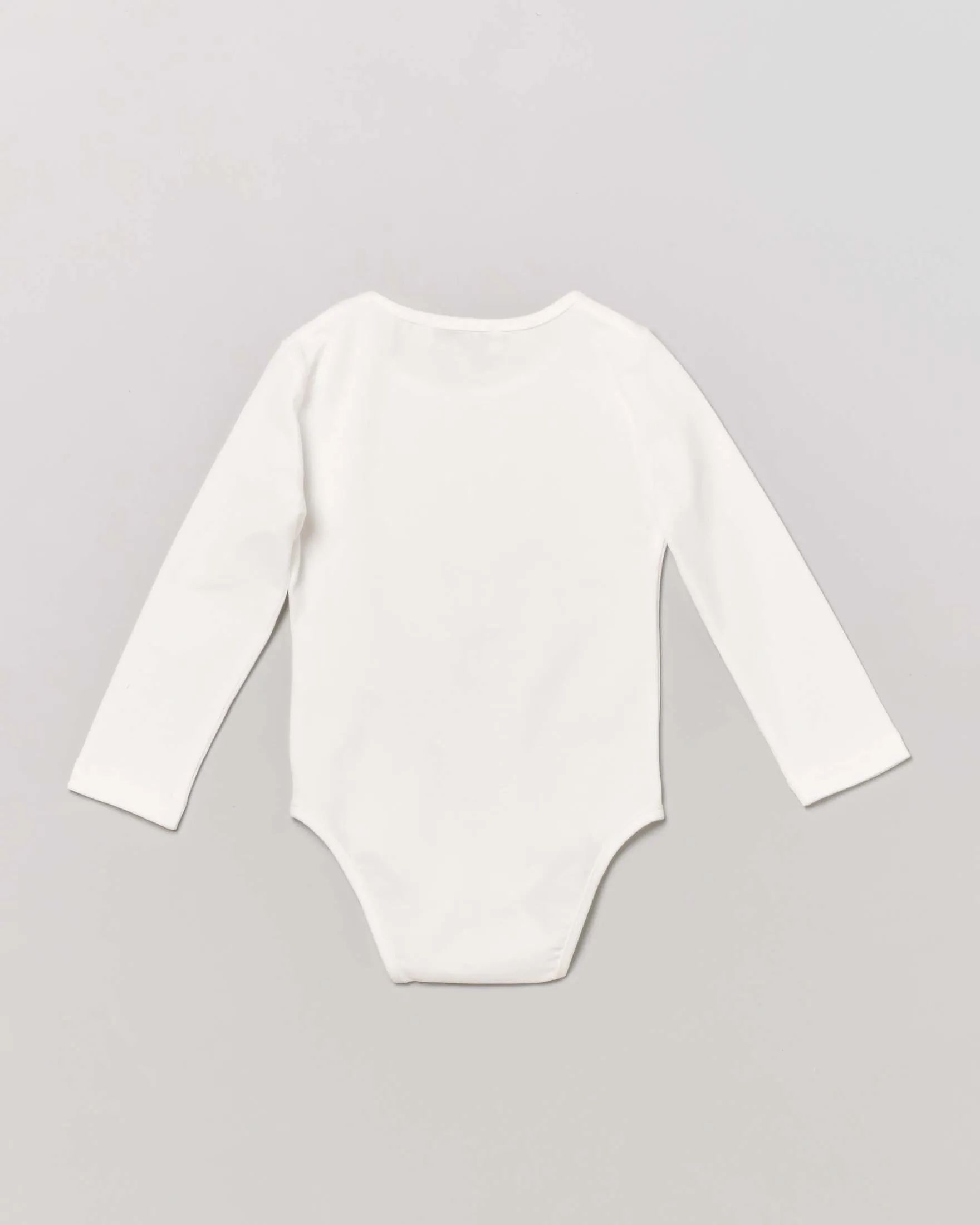 Body avorio in jersey con scollo a giro e maniche lunghe 9-18 mesi