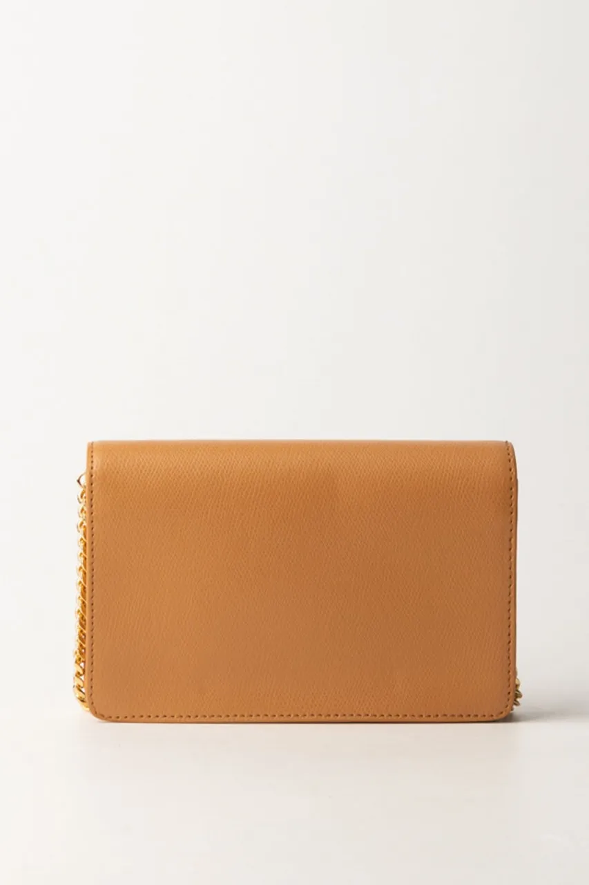 Borsa a tracolla effetto micro grana Caramello