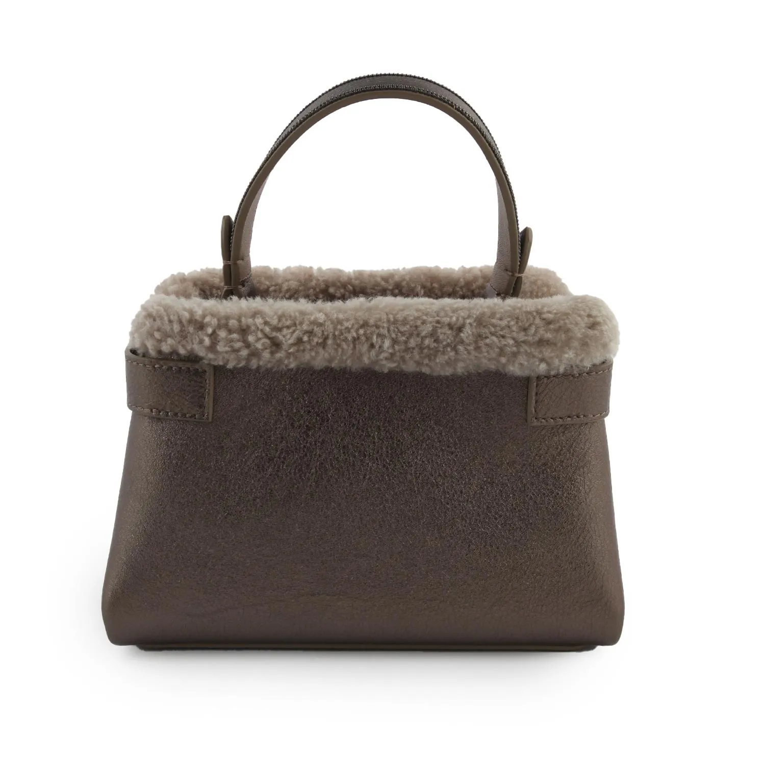 Borsa City Cucinelli In Pelle Marrone Metallizzato