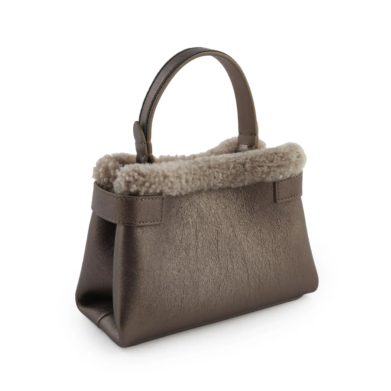 Borsa City Cucinelli In Pelle Marrone Metallizzato