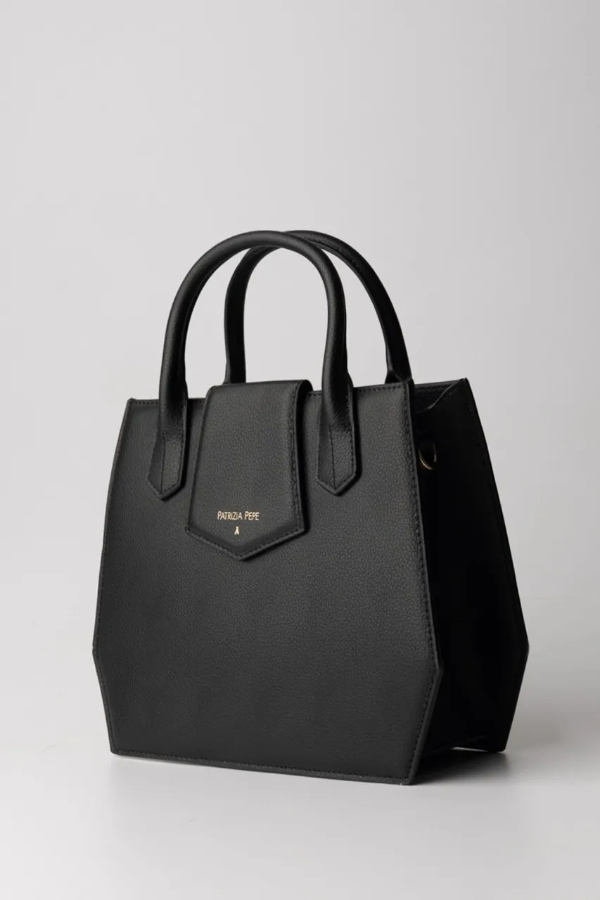 Borsa media a tracolla con patta Nero