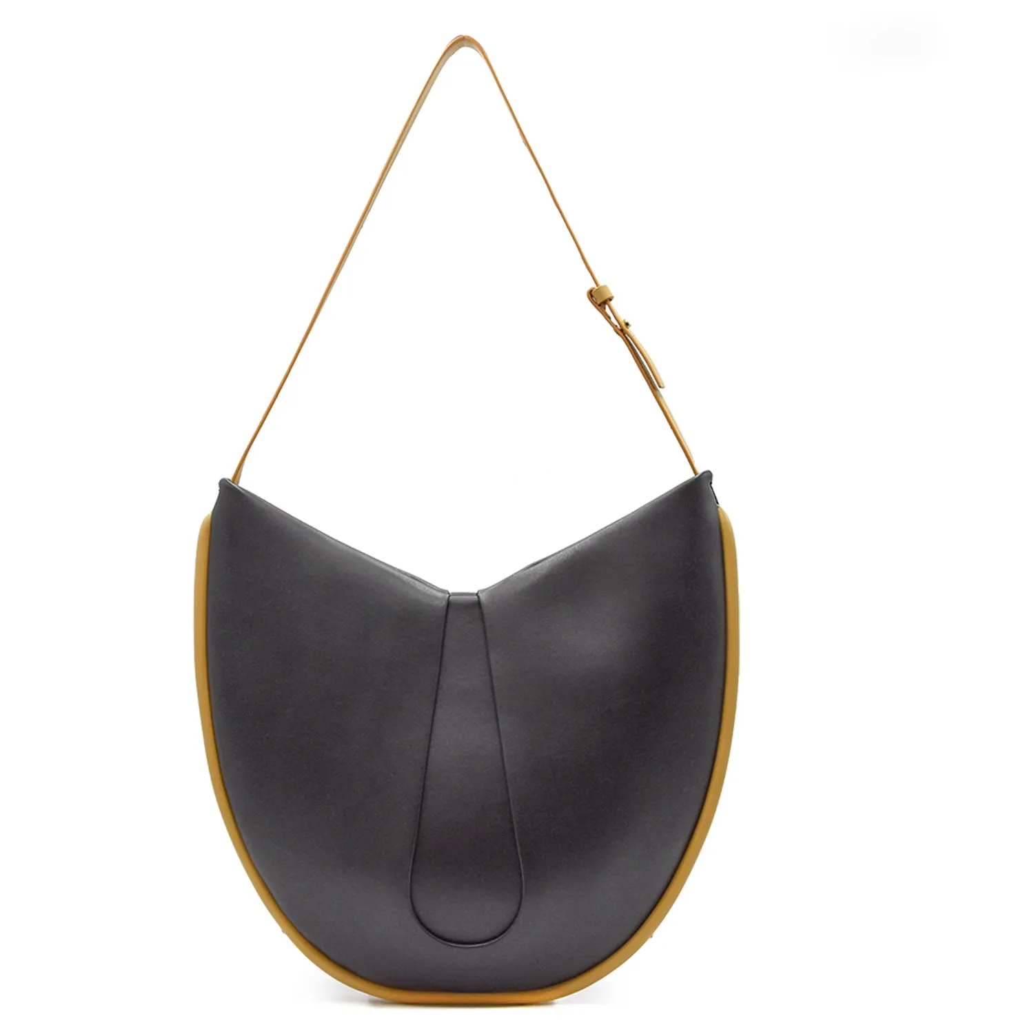 Borsa Nero Themoirè Tike Bicolor Con Particolare Bordatura Ocra