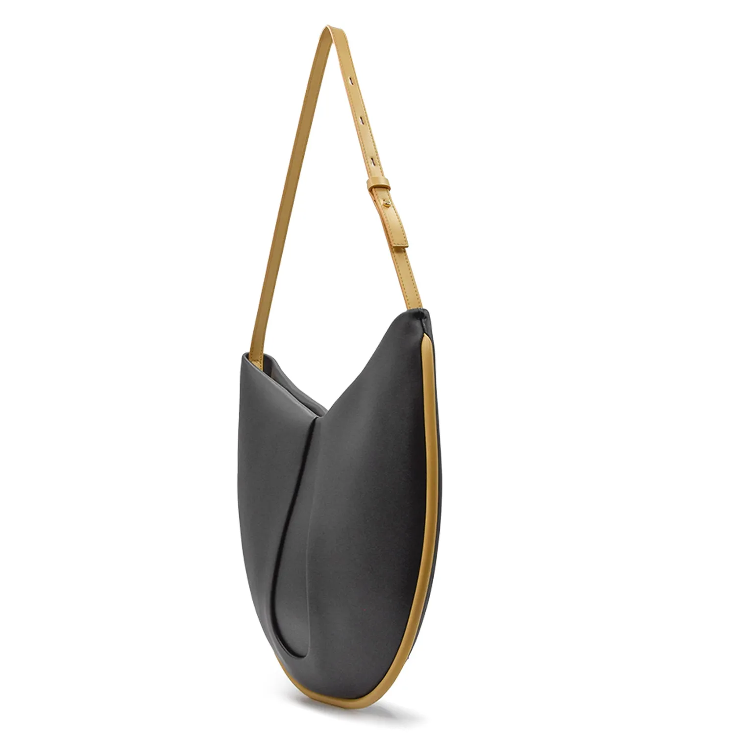 Borsa Nero Themoirè Tike Bicolor Con Particolare Bordatura Ocra