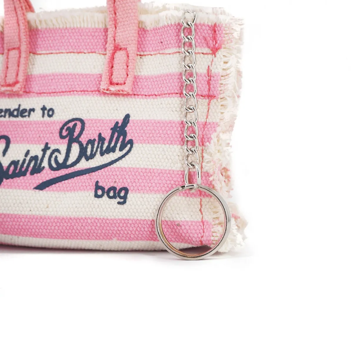 Borsa Portachiavi A Righe Con Tracolla, Rosa