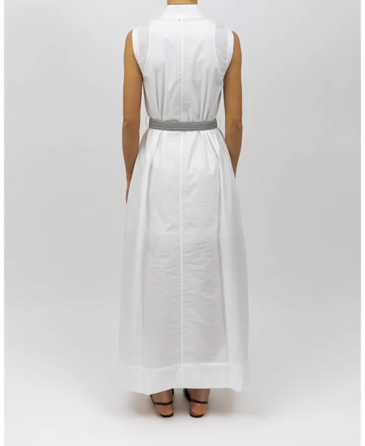 Brunello Cucinelli - Abito Lungo in Cotone Bianco Donna