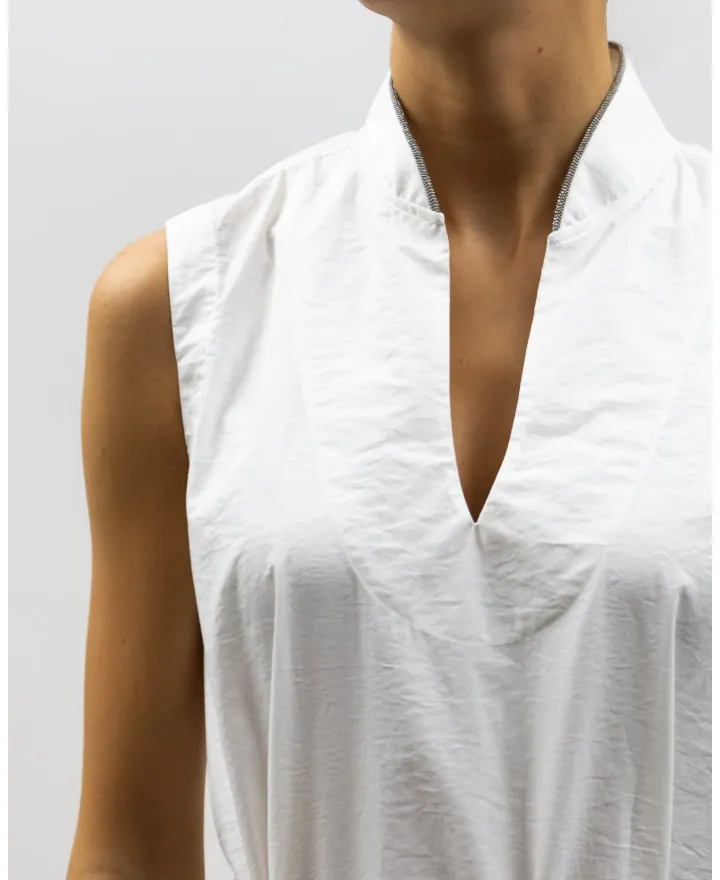Brunello Cucinelli - Abito Lungo in Cotone Bianco Donna
