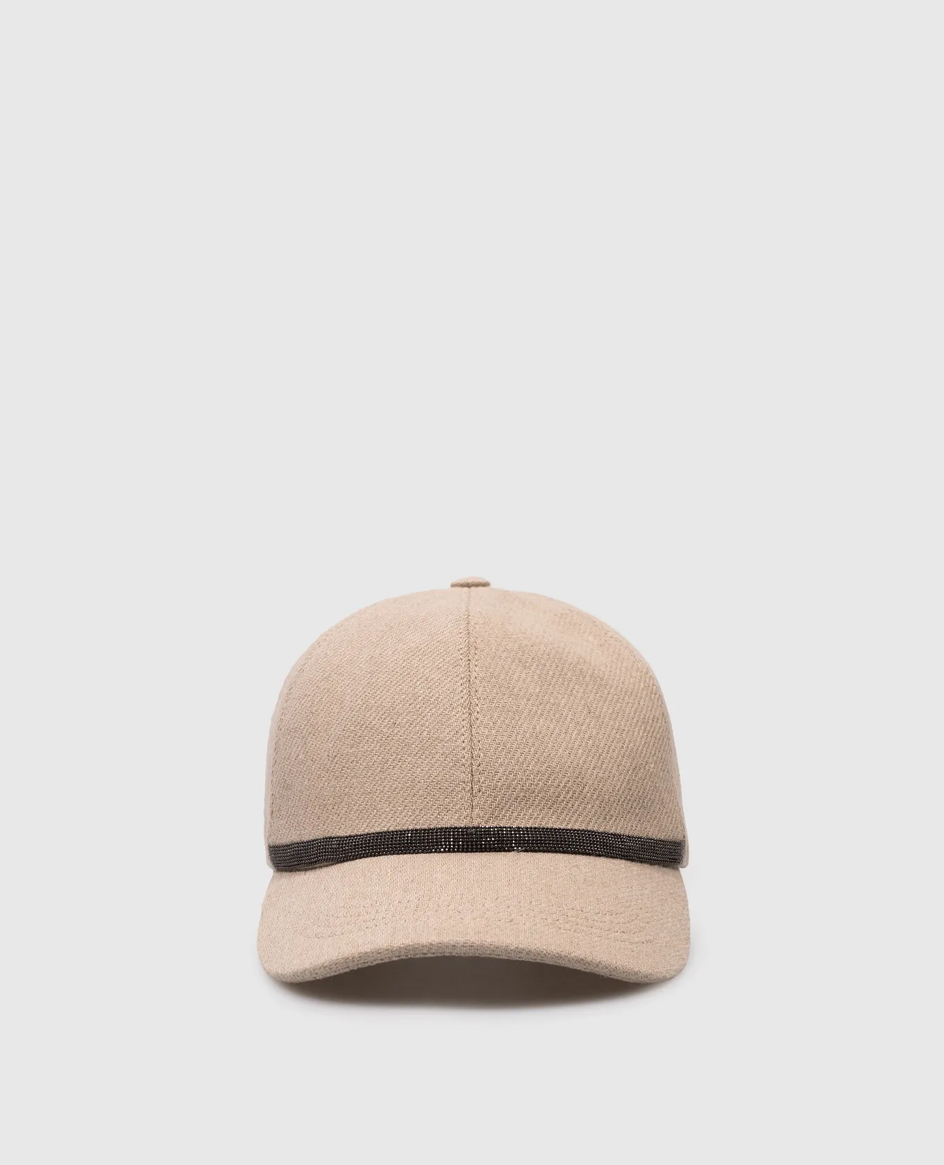 Brunello Cucinelli Berretto beige in lana con catena monil MCAP90076