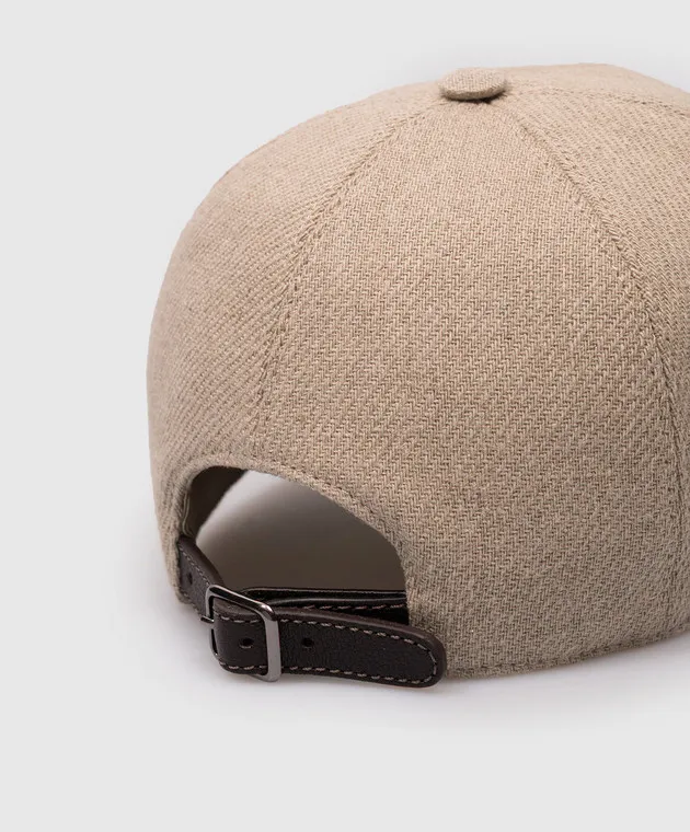 Brunello Cucinelli Berretto beige in lana con catena monil MCAP90076