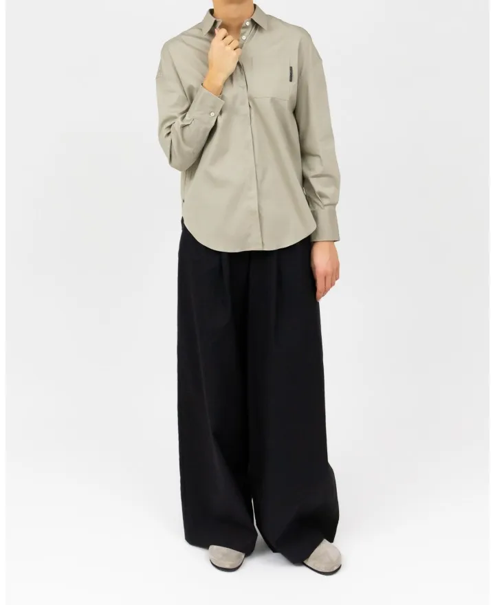 Brunello Cucinelli - Camicia Beige con Monile