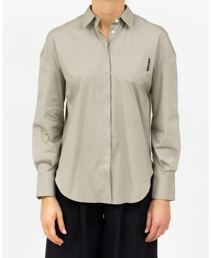 Brunello Cucinelli - Camicia Beige con Monile
