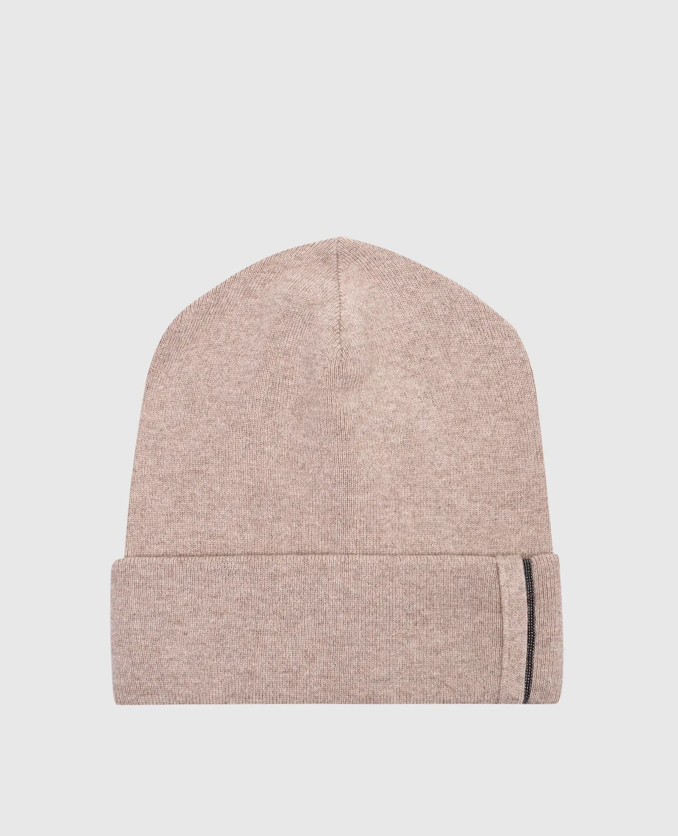 Brunello Cucinelli Cappello in cashmere marrone melange con catena monil M12163199
