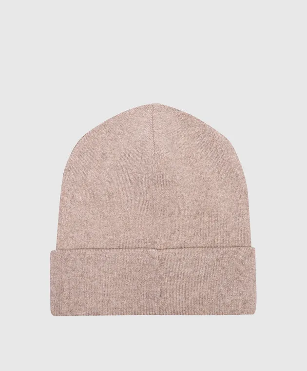 Brunello Cucinelli Cappello in cashmere marrone melange con catena monil M12163199