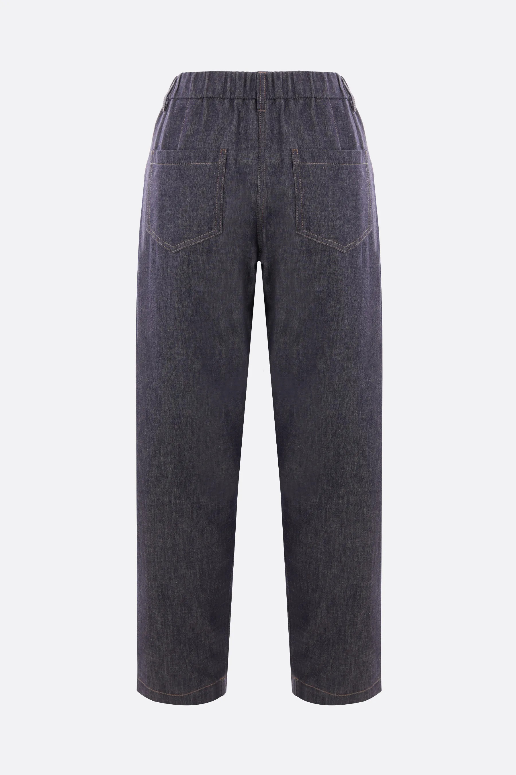  BRUNELLO CUCINELLI pantalone track in denim con Shiny Tab 