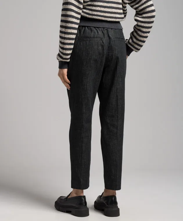 Brunello Cucinelli Pantaloni grigi con coulisse realizzati in eco-tuni M0F28P5823