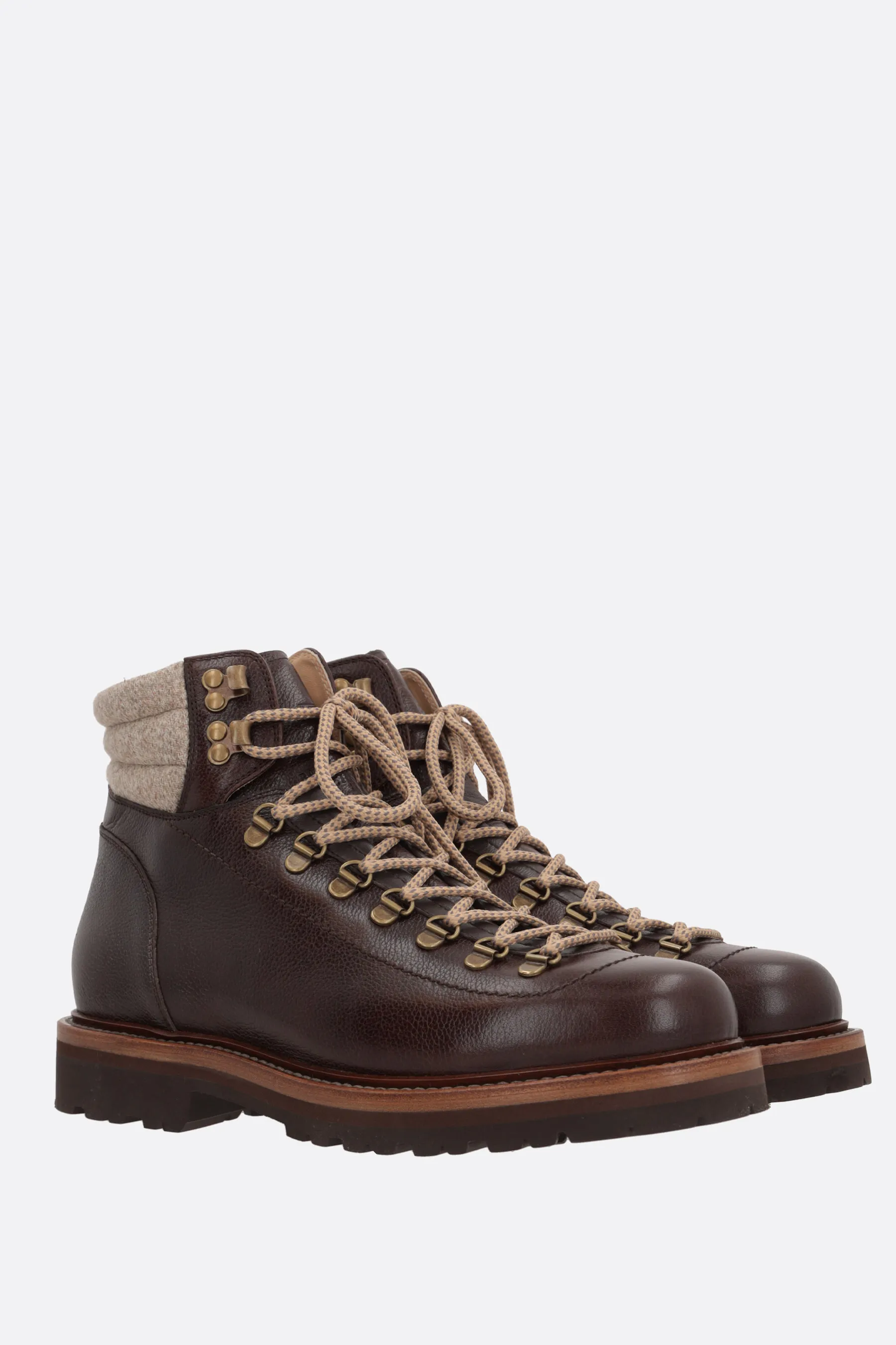  BRUNELLO CUCINELLI stivaletto hiking in pelle texturizzata 