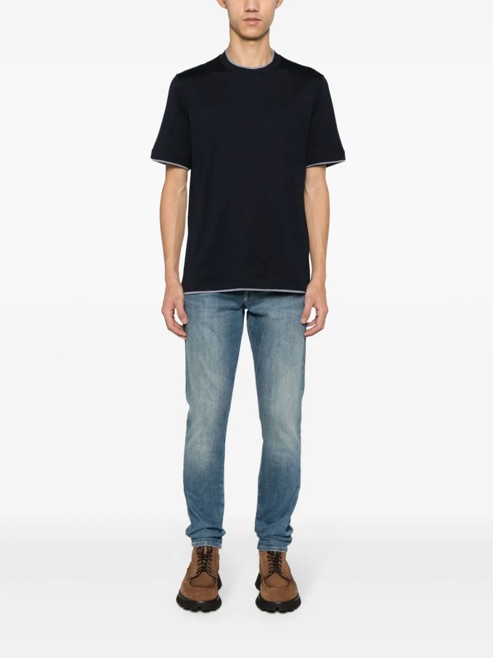 Brunello Cucinelli-T-shirt con effetto a strati