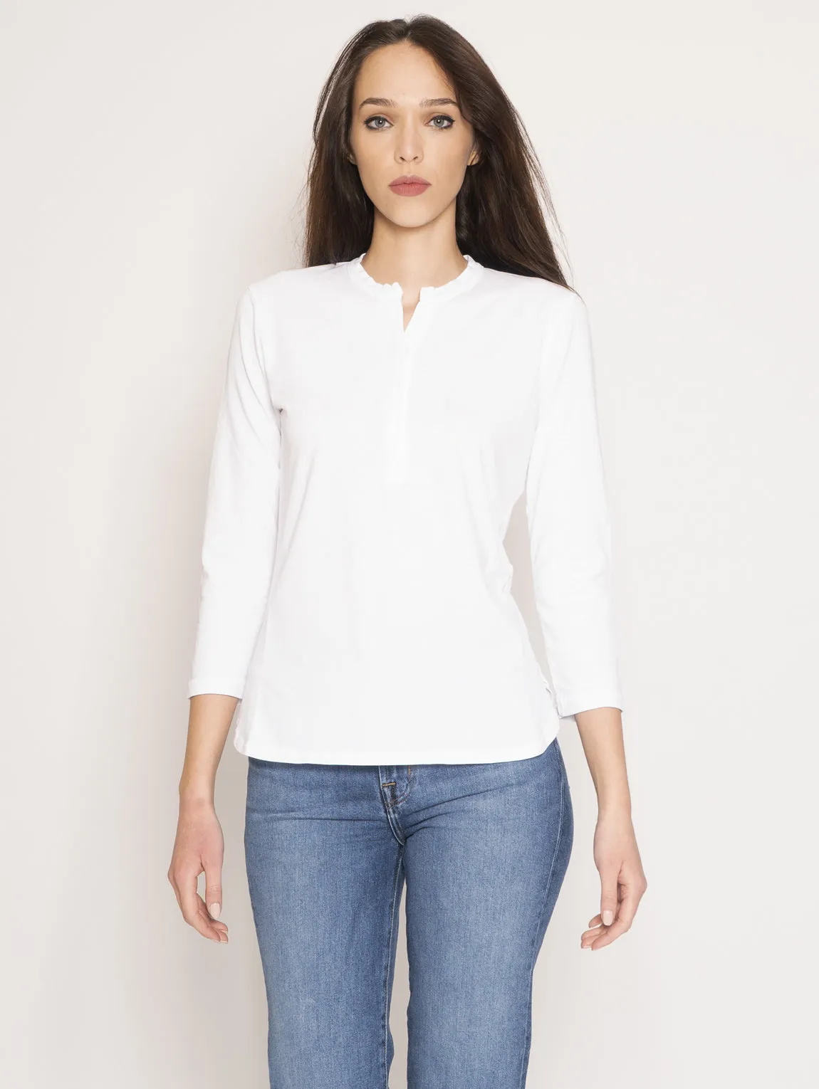 Camicia con Scollo a V Bianco