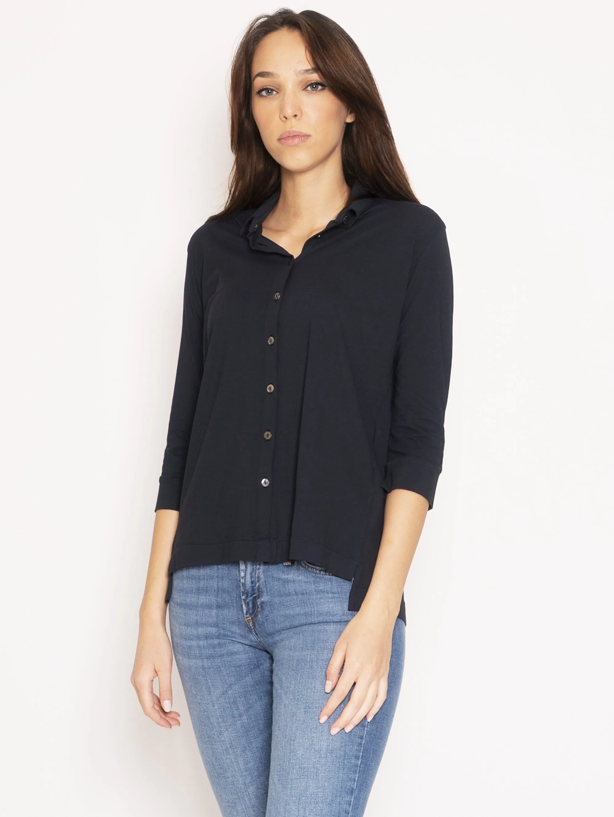 Camicia in Cotone Elasticizzato Blu