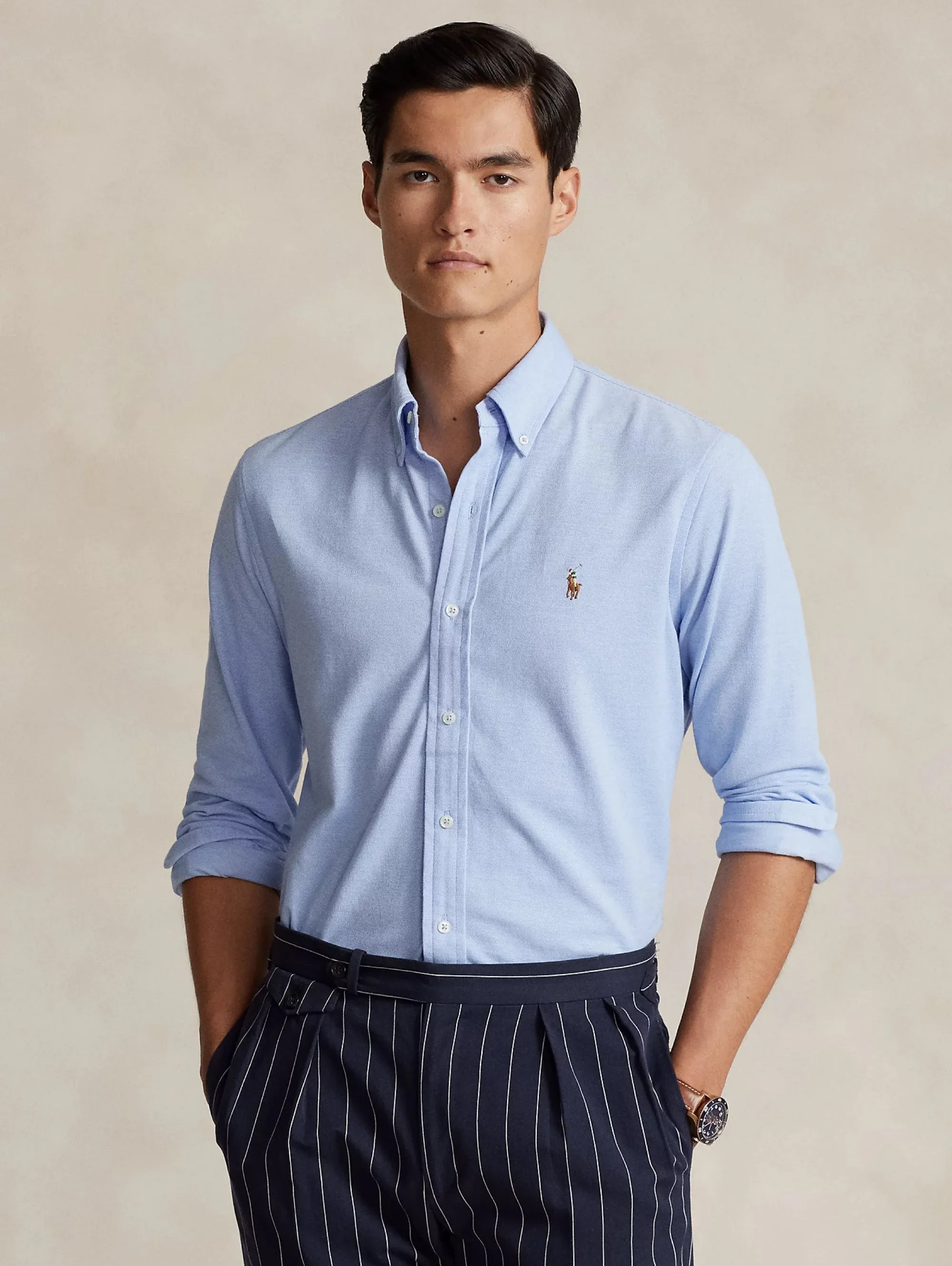 Camicia Knit Oxford Blu